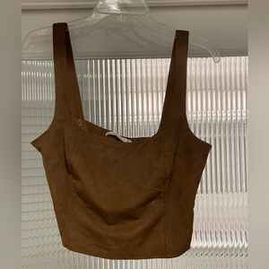 Abercrombie brown suede corset top, size M